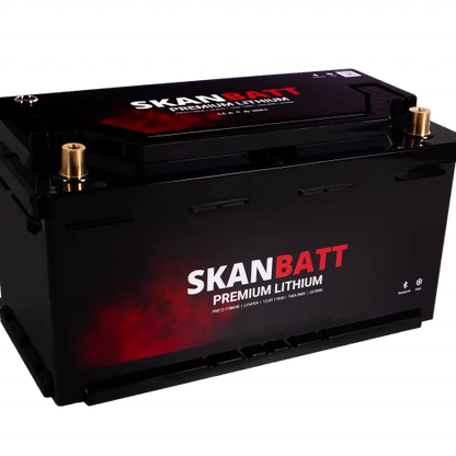 SKANBATT Premium Lithium - 12V 178Ah 160A BMS - 354x176x187mm - Bluetooth - Heat - 8 Års garanti