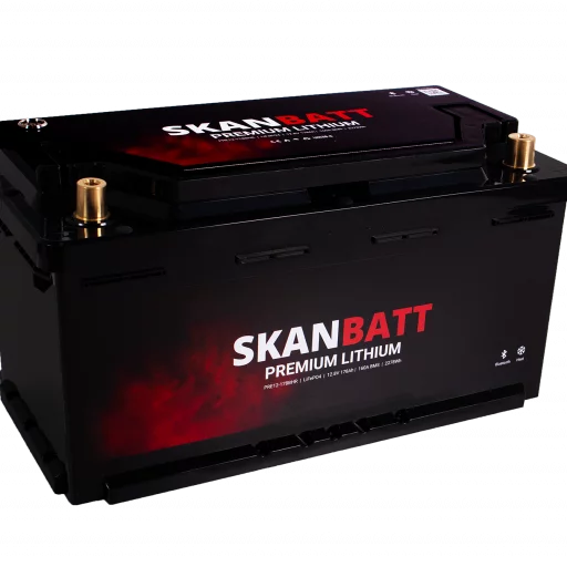 SKANBATT Premium Lithium - 12V 178Ah 160A BMS - 354x176x187mm - Bluetooth - Heat - 8 Års garanti
