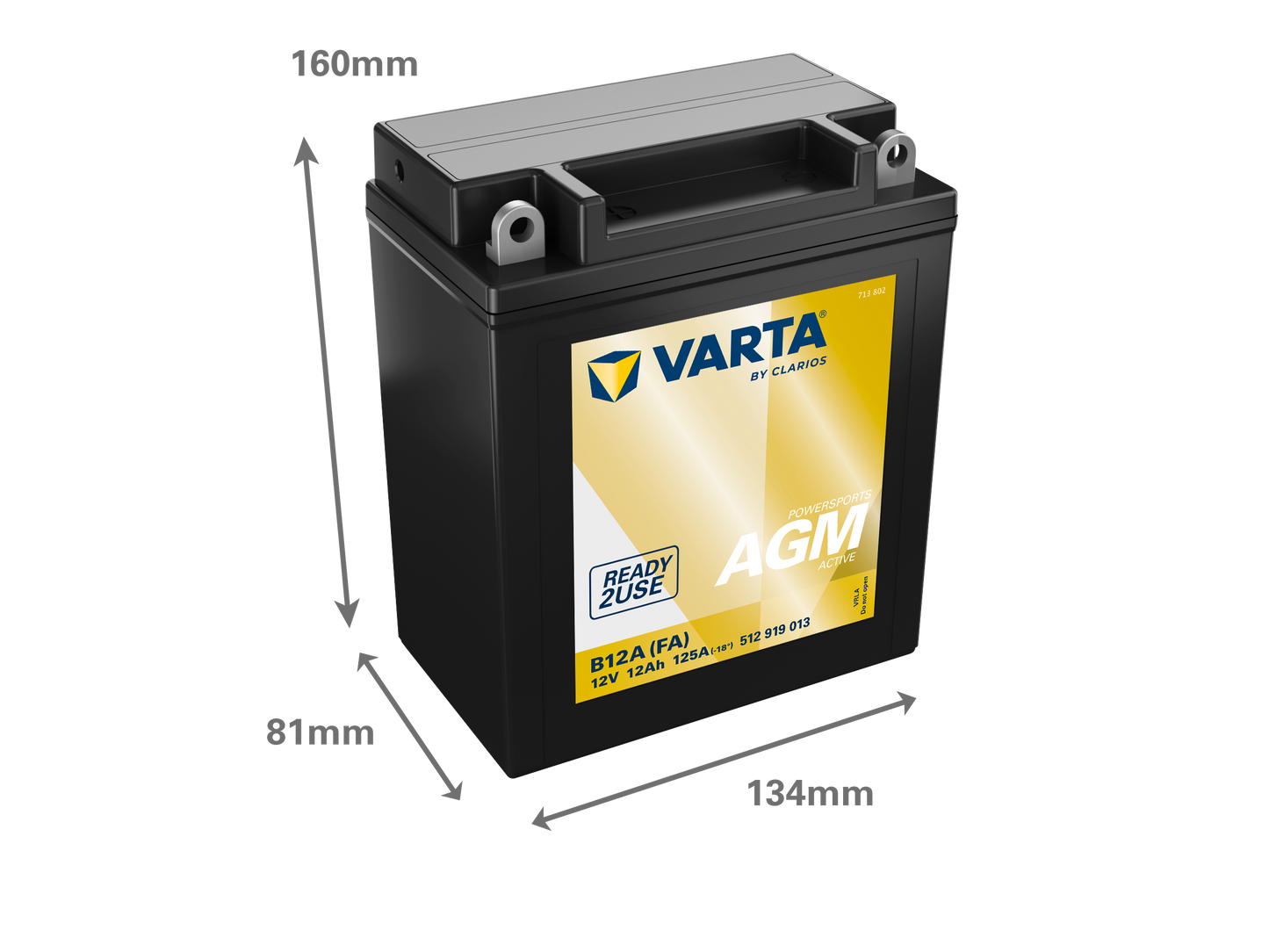 VARTA AGM MC Batteri 12V 12AH 125CCA (134x81x160mm) +vänster B12A (FA)