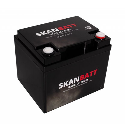 SKANBATT Base Lithium - 12V 50Ah 50A BMS - 198x166x170mm - Bluetooth - 3 Års garanti