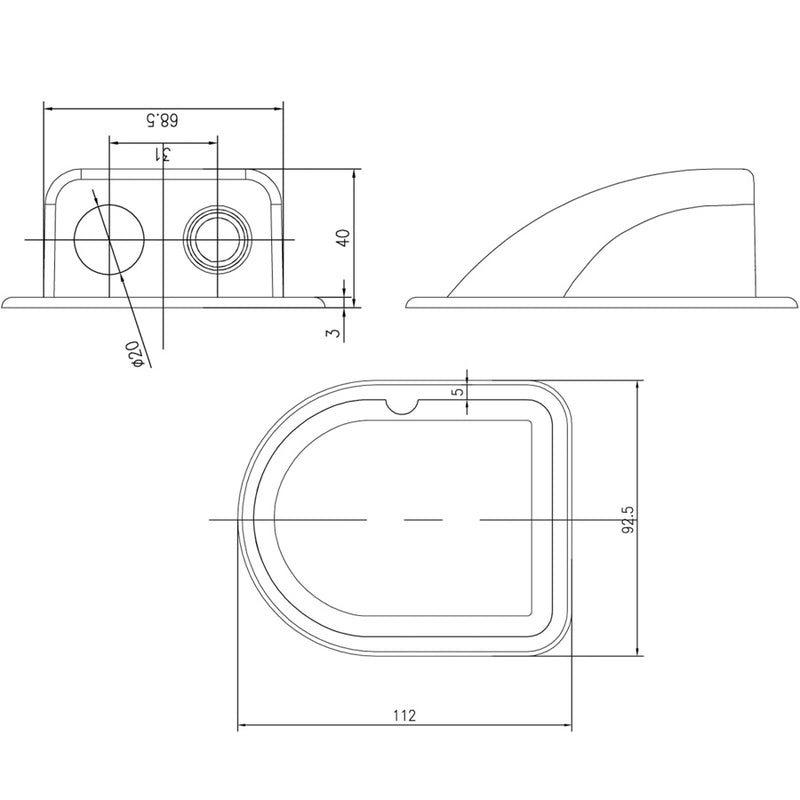 Kabelgjennomføring hvit (dobbel) (TB-ABS-006) - Image 2