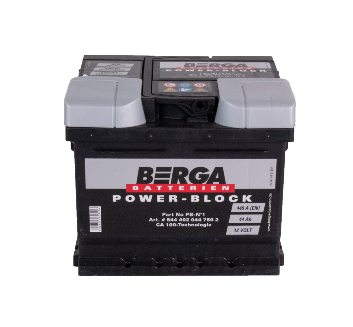 Berga Power Block 12V 44Ah 440Cca shown in angle view