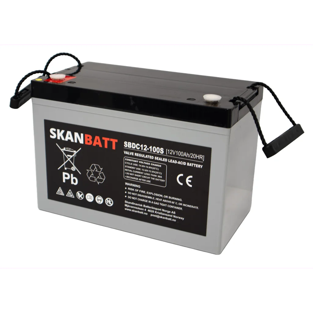 SKANBATT AGM Deep Cycle Batteri 12V 100AH (307x169x211mm) +venstre