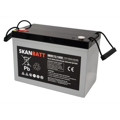 SKANBATT AGM Deep Cycle Batteri 12V 100AH (307x169x211mm) +venstre