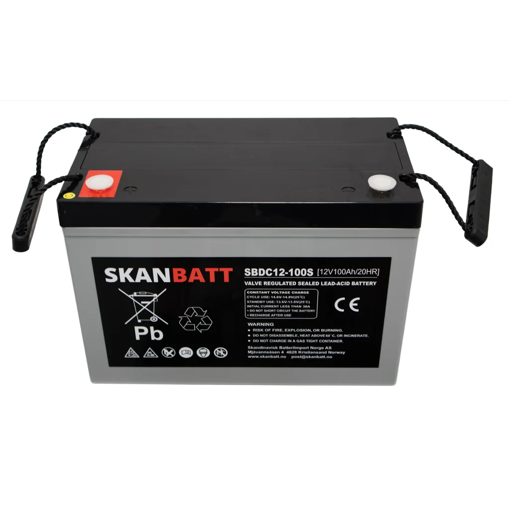 SKANBATT AGM Deep Cycle Batteri 12V 100AH (307x169x211mm) +venstre