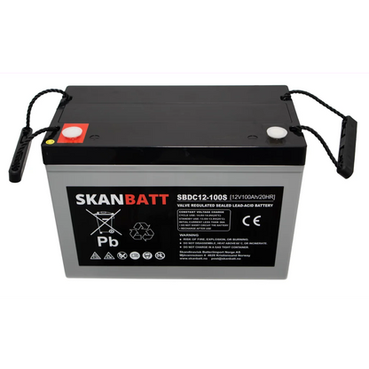 SKANBATT AGM Deep Cycle Batteri 12V 100AH (307x169x211mm) +venstre