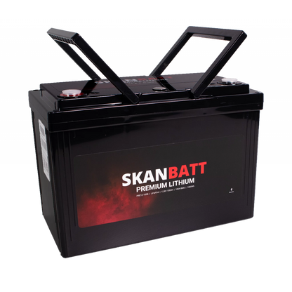 SKANBATT Premium Lithium - 12V 100Ah 100A BMS - 306x172x212mm - Bluetooth - 8 Års garanti