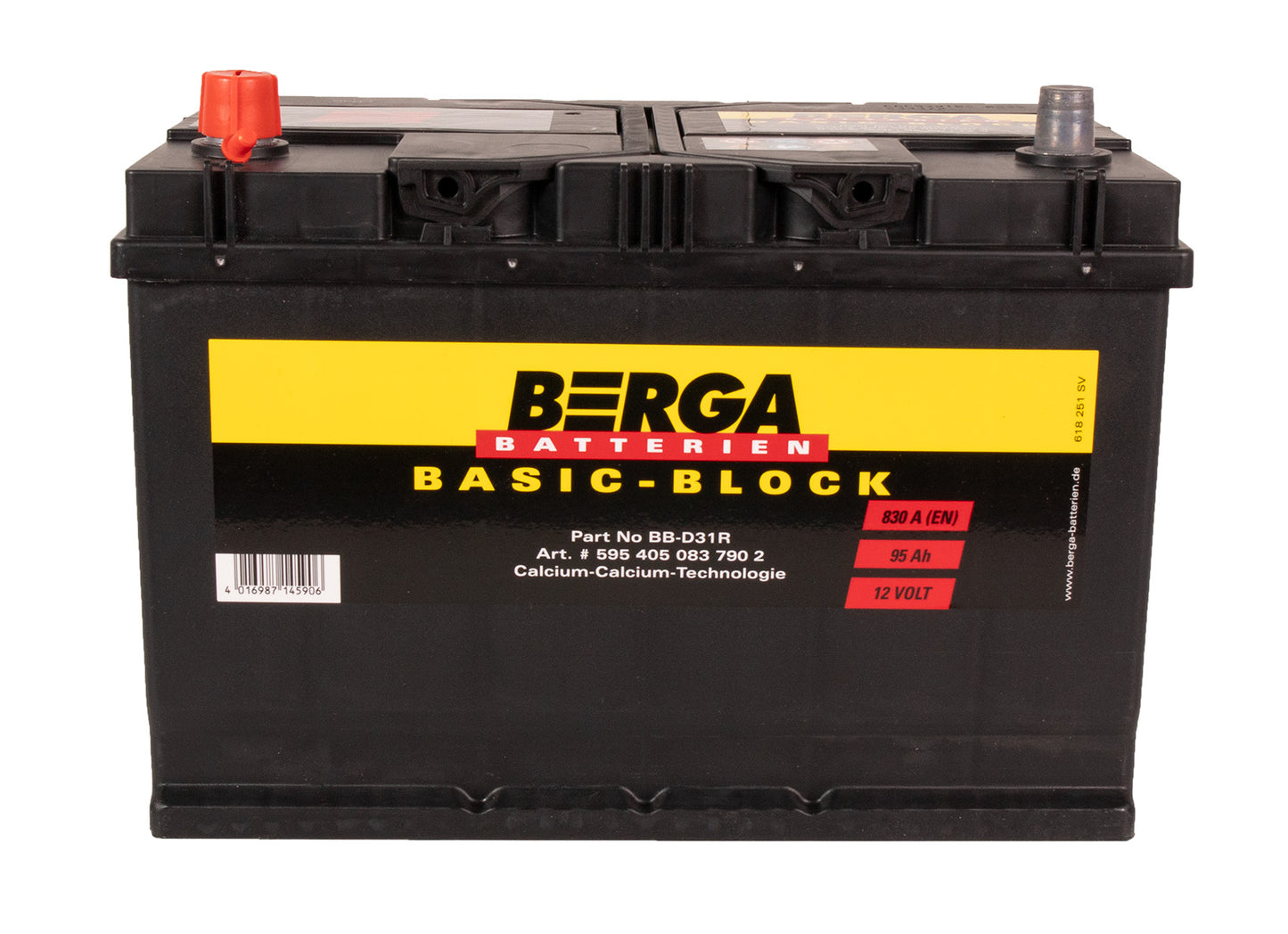 BERGA Basic Block 12V 95AH 830CCA shown in detail view