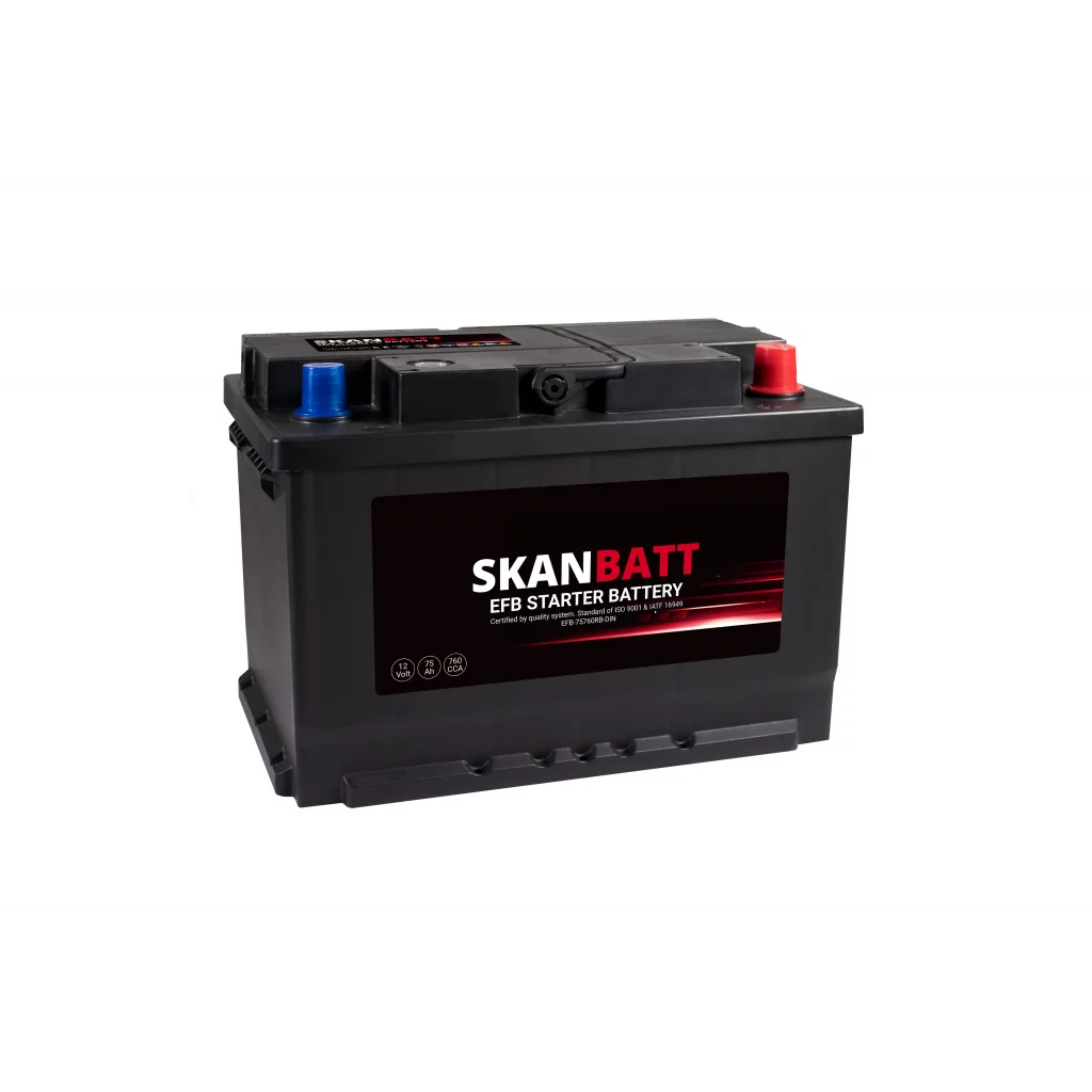 SKANBATT EFB Startbatteri 12V 75AH 760CCA +R shown in product view