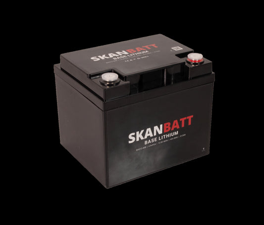 SKANBATT Base Lithium - 12V 40Ah 40A BMS - 198x166x170mm - Bluetooth - 3 Års garanti
