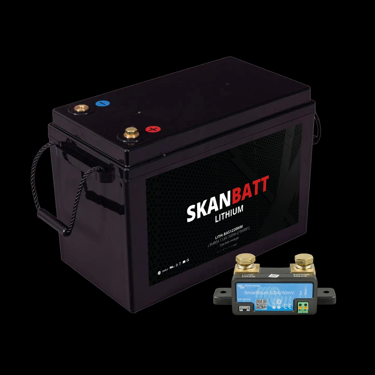 Skanbatt Lithium Batteri 12V 200Ah 200A Bms (345X174X245Mm) - Med Bluetooth