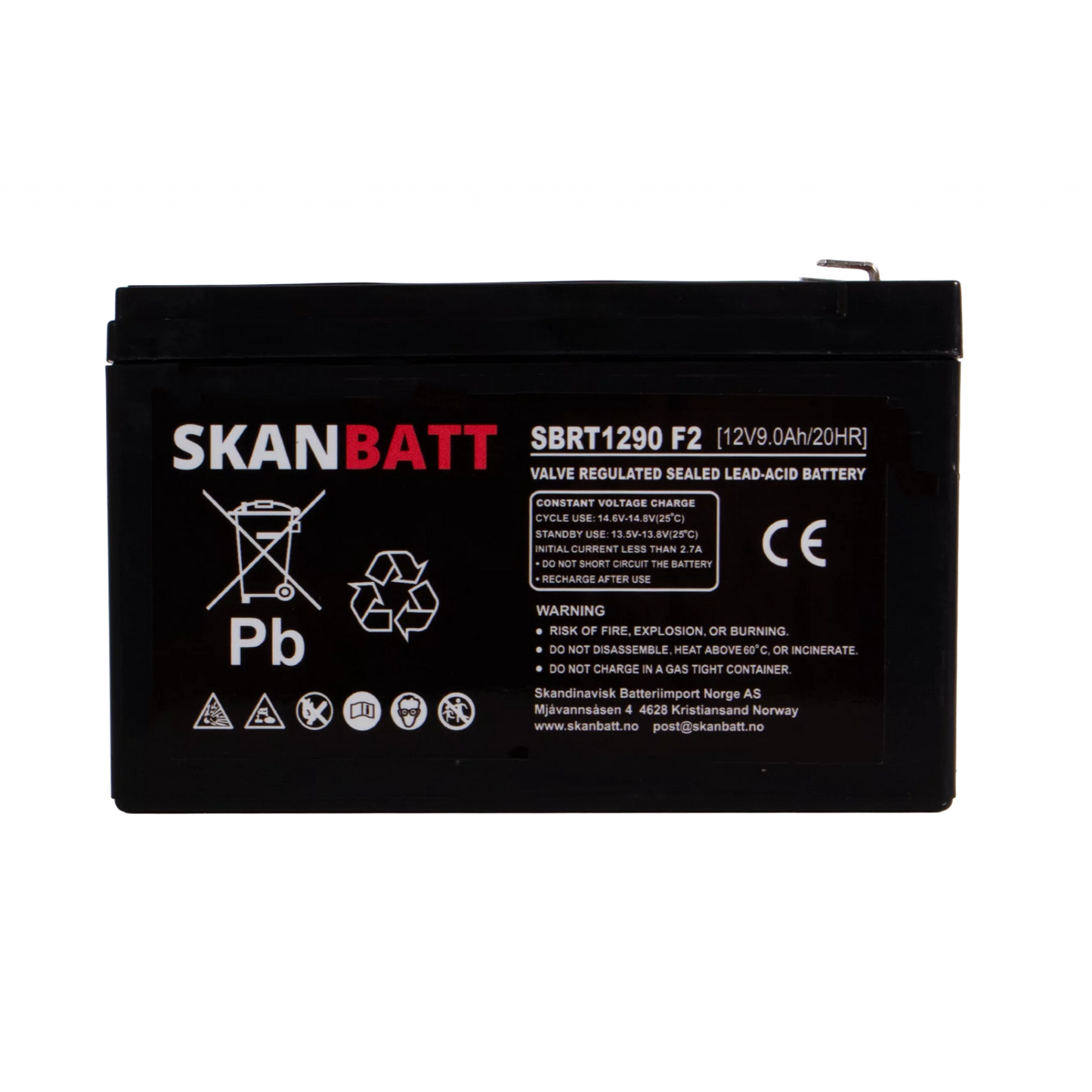 SKANBATT AGM Batteri 12V 9AH (151x65x94mm) F2