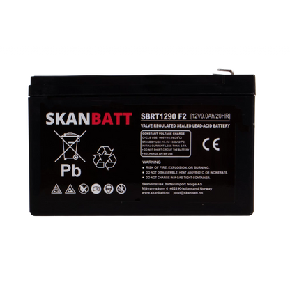 SKANBATT AGM Batteri 12V 9AH (151x65x94mm) F2