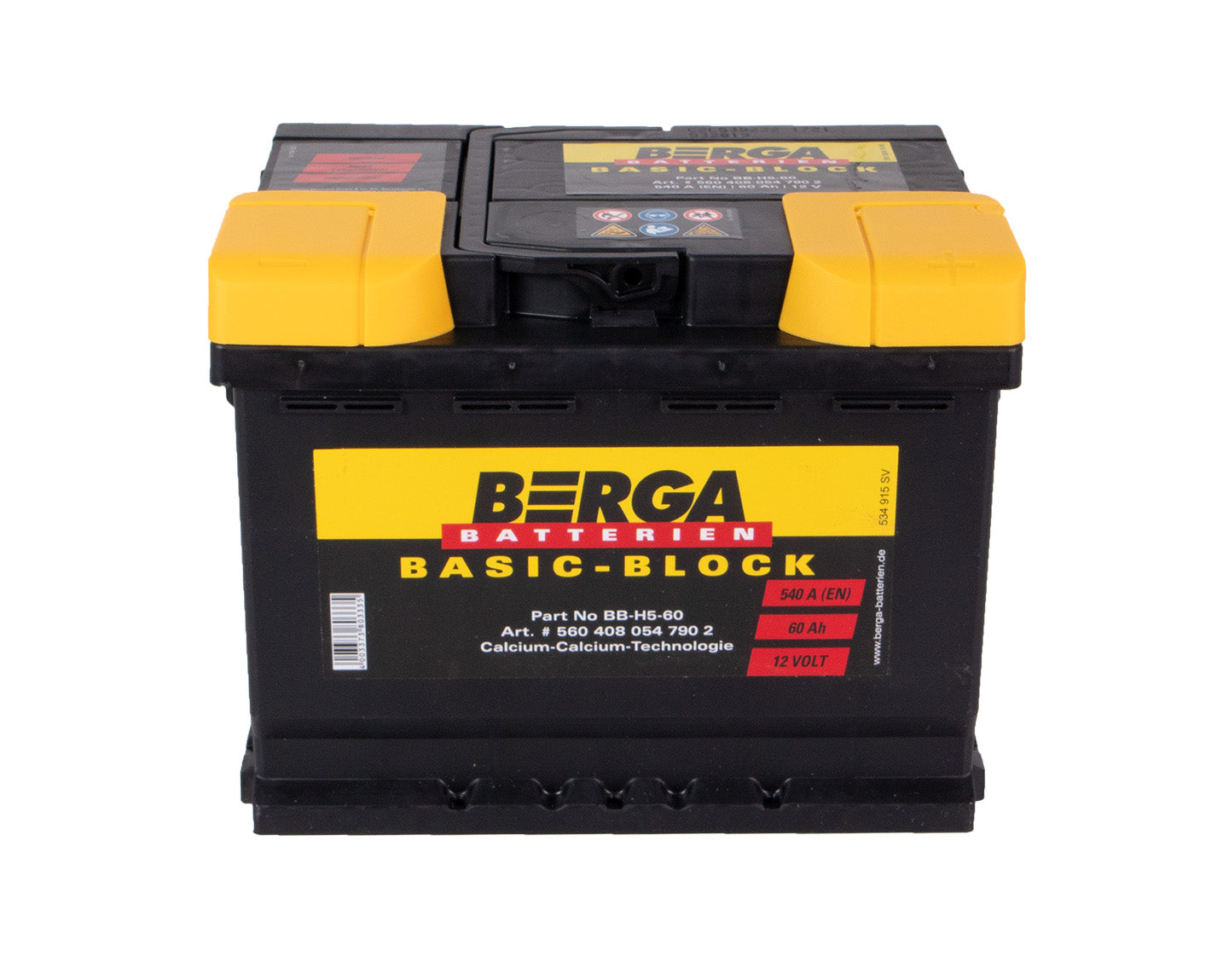 BERGA Basic Block 12V 60AH 540CCA shown in detail view