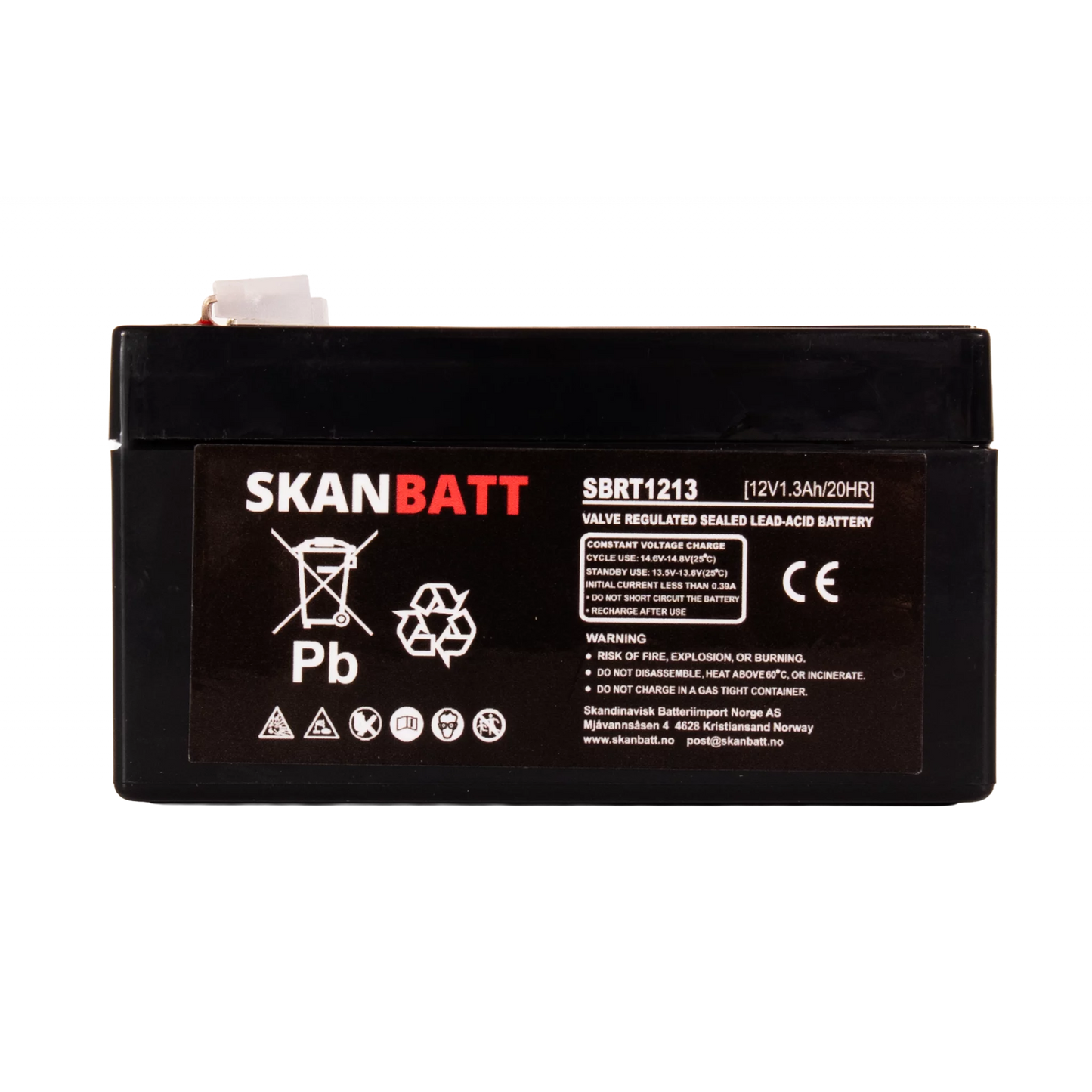 SKANBATT AGM Batteri 12V 1,3AH (97x43x52mm) F1