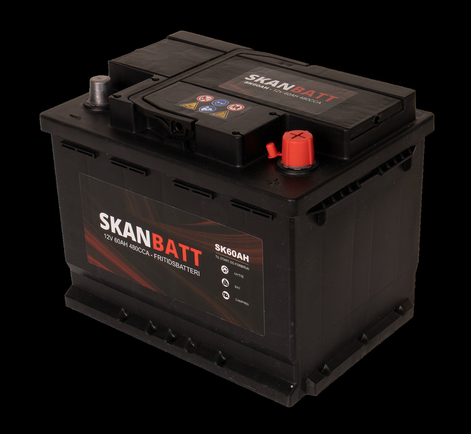 SKANBATT Fritidsbatteri 12V 60AH 480CCA (242x175x190/190mm) +høyre - Image 7
