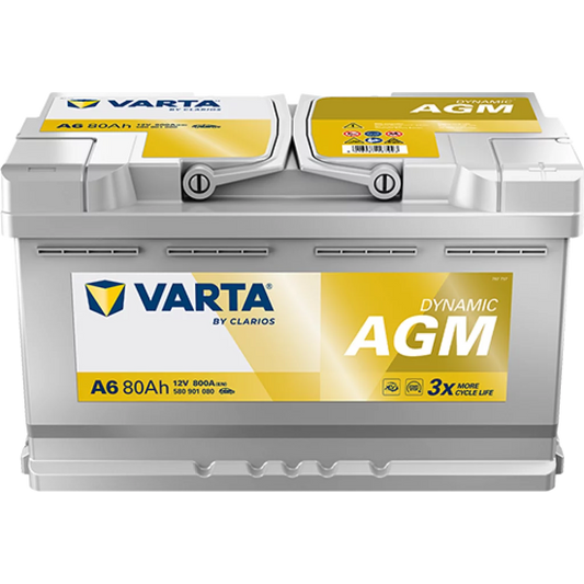 VARTA Silver Dynamic AGM Batteri 12V 80AH 800CCA (315x175x190/190mm) +høyre A6