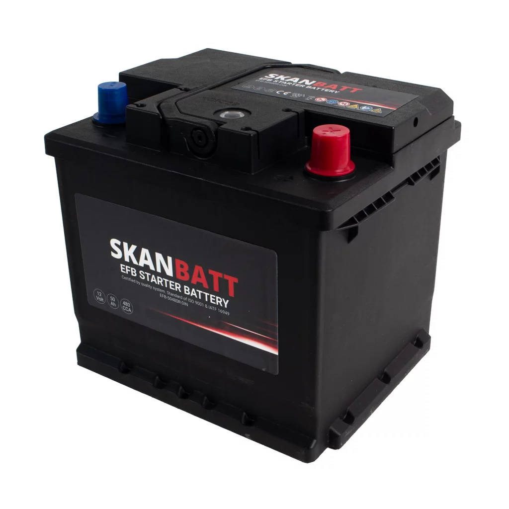 SKANBATT EFB Startbatteri 12V 50AH 480CCA (207x175x190mm) +R