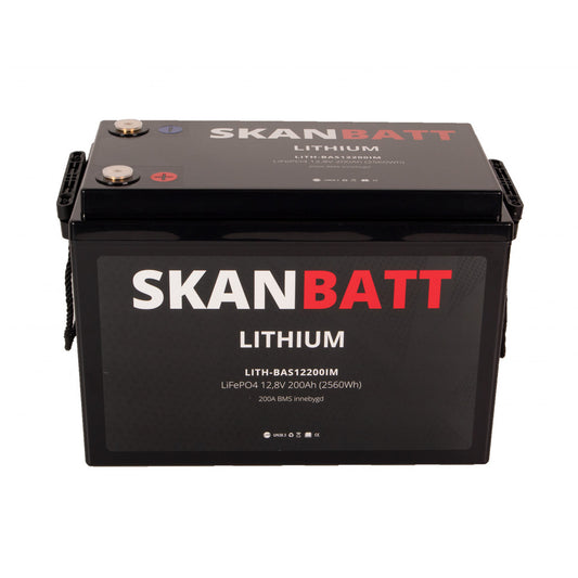 Skanbatt Lithium Batteri 12V 200Ah 200A Bms (345X190X245Mm)