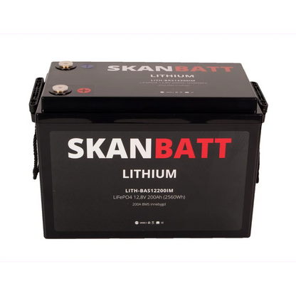 SKANBATT Lithium Batteri 12V 200AH 200A BMS (345x190x245mm)