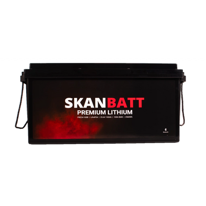 SKANBATT Premium Lithium - 24V 100Ah 100A BMS - 502x186x242mm - Bluetooth - 8 Års garanti