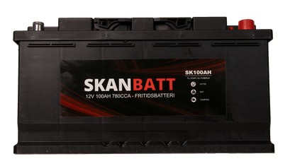 Skanbatt Fritidsbatteri 12V 100Ah 780Cca +Høyre shown in angle view
