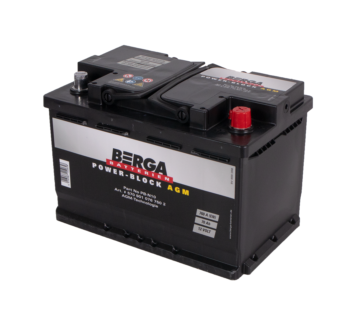 Berga Power Block Agm 12V 70Ah 760Cca shown in detail view