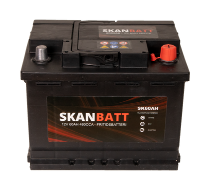 Skanbatt Fritidsbatteri 12V 60Ah 480Cca +Høyre label detail
