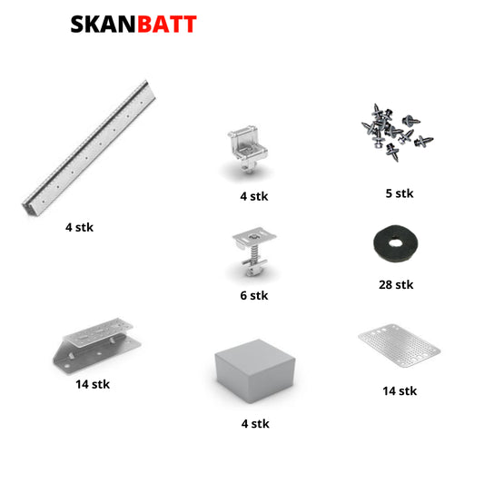 Takfeste for 4 paneler 2000x1000mm til slette tak (Takpapp) - Image 1