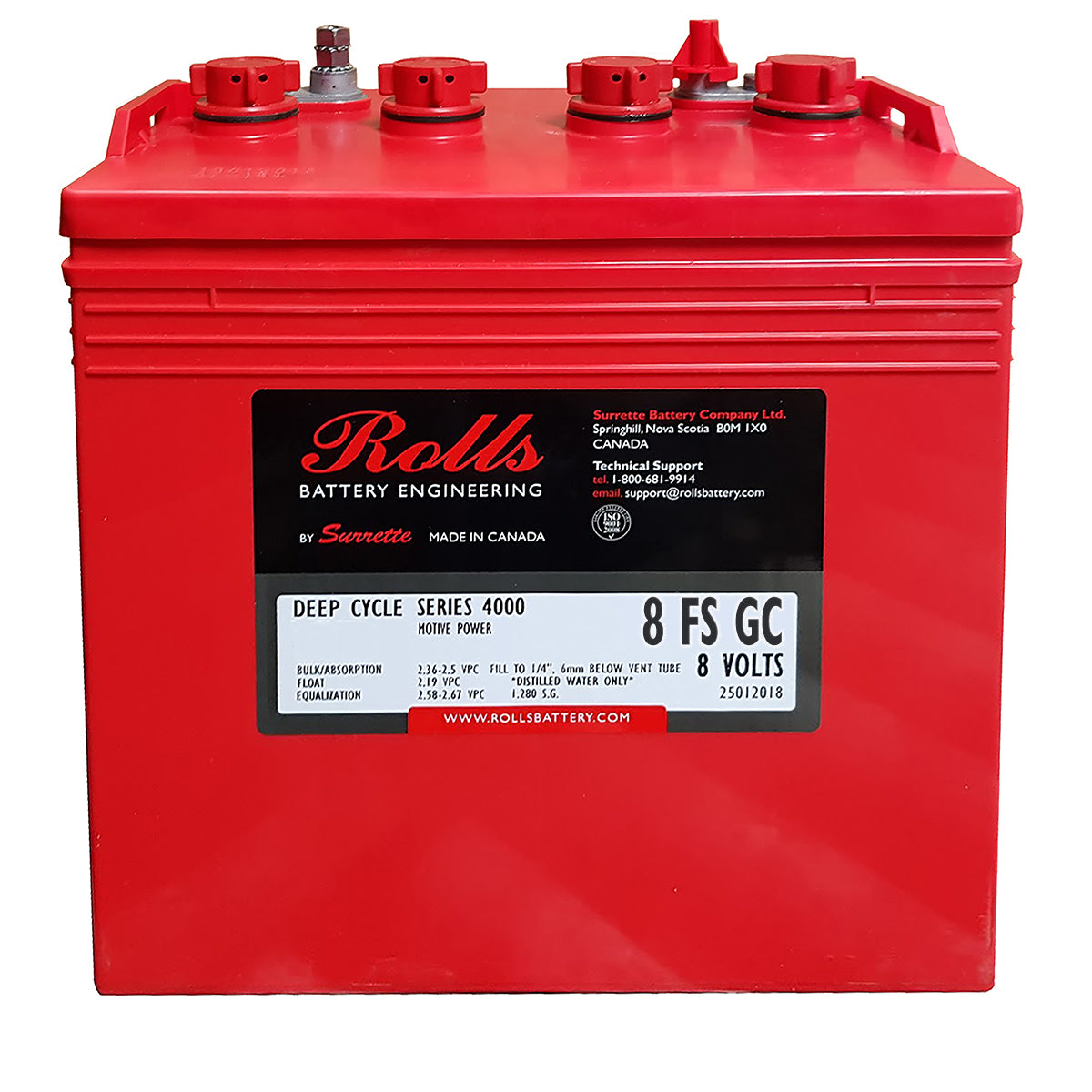 ROLLS 8-FS-GC Deep Cycle Traksjonsbatteri 8V 155AH (259x181x279mm) +venstre