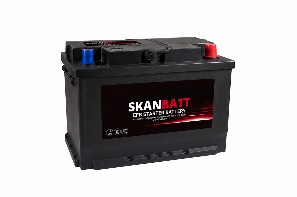 SKANBATT EFB Startbatteri 12V 65AH 640CCA (242x175x190mm) +R shown in product view