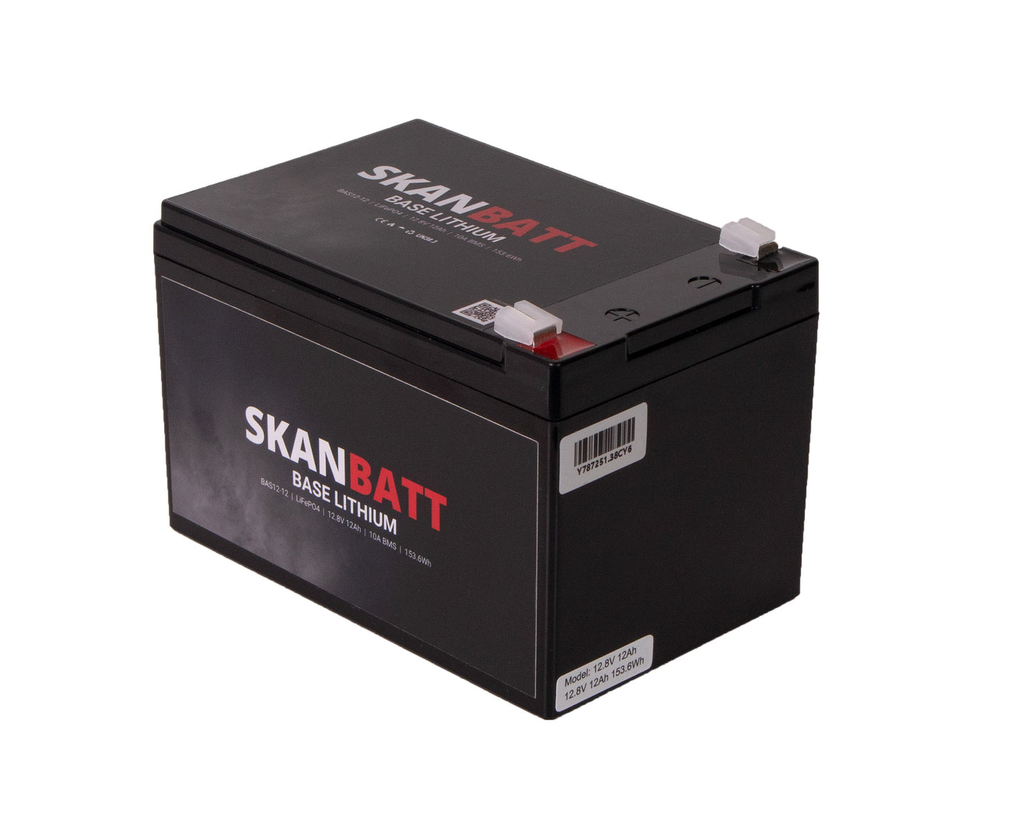 SKANBATT Base Lithium - 12V 12Ah 10A BMS - 151x98x95mm - 3 Års garanti