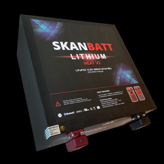 Skanbatt V2 Bobil "Under Setet" Modell 12V 480Ah - 150A Bms - Heat - Bluetooth Nb! B-Vare