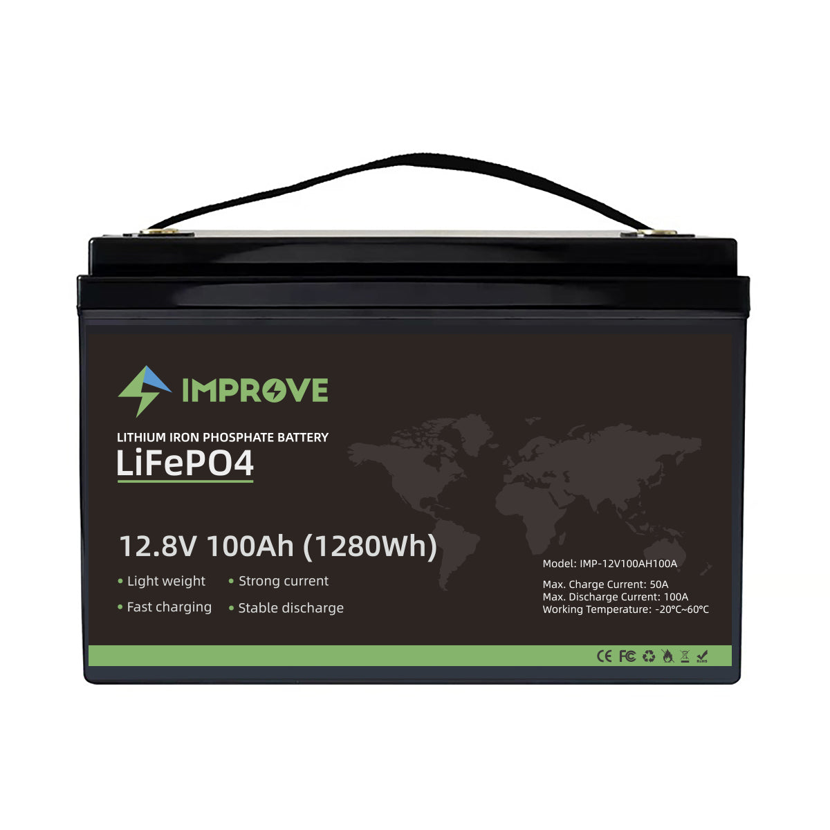 IMPROVE Lithium Batteri 12V 100Ah (LiFePO4) BMS 100A - Image 2