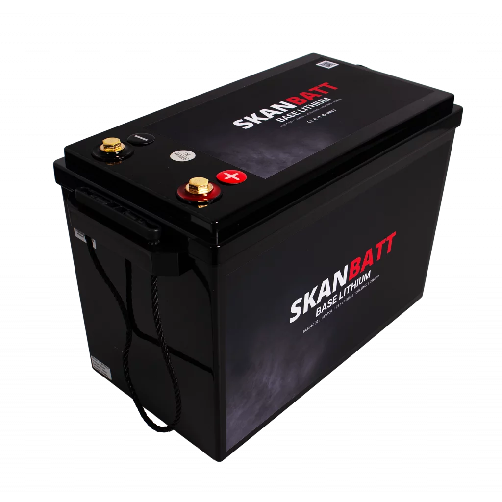 SKANBATT Base Lithium - 24V 100Ah 100A BMS - 385x190x245mm - 3 Års garanti