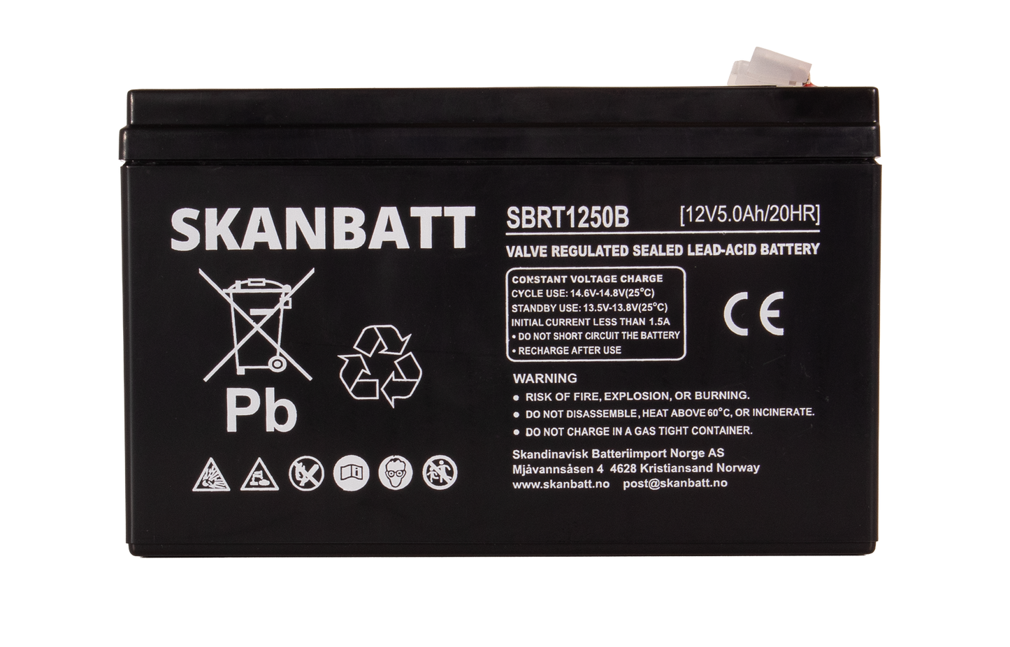 SKANBATT AGM Batteri 12V 5AH (150x50x100mm) F2