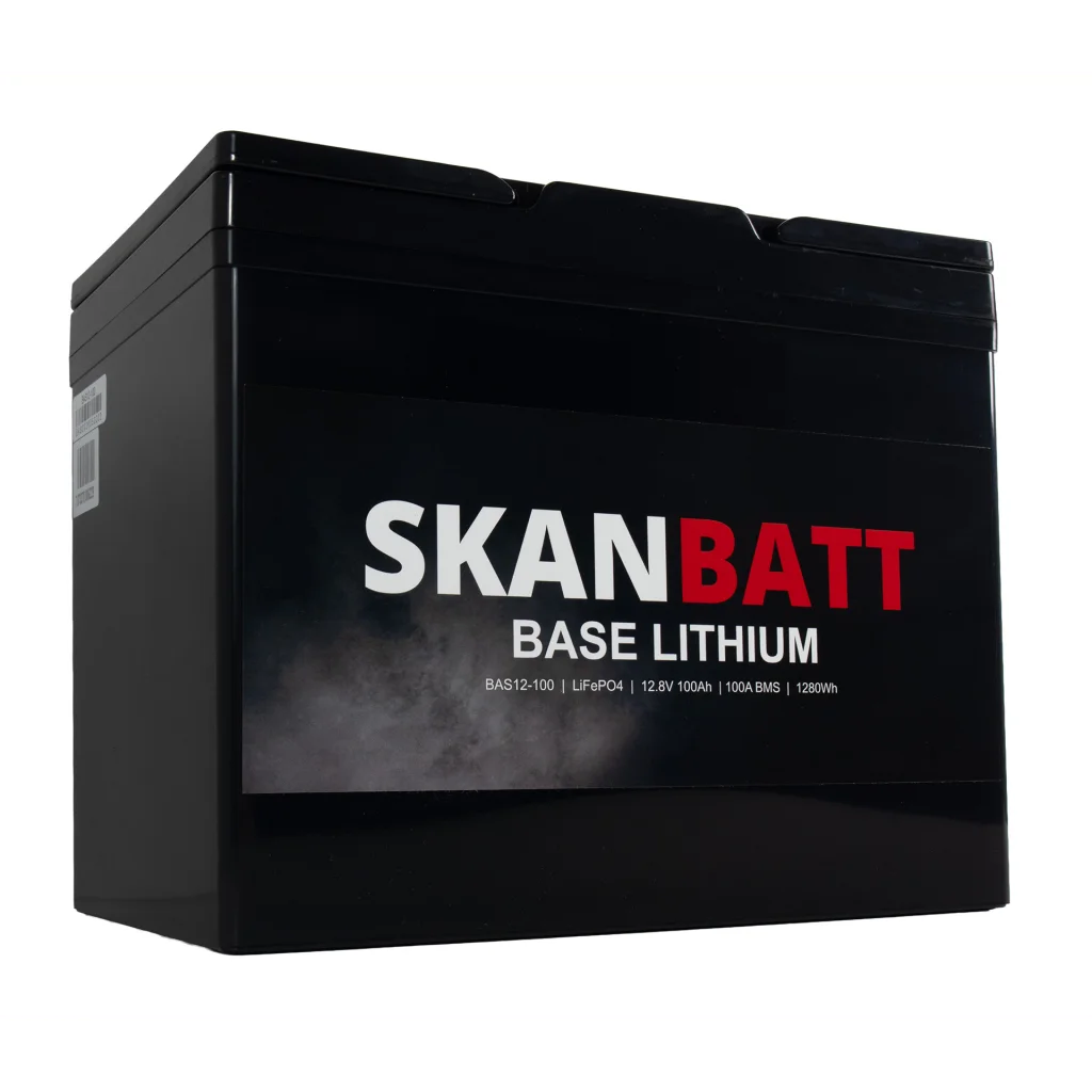 SKANBATT Base Lithium Small - 12V 100Ah 100A BMS - 260x169x211mm - 3 Års garanti