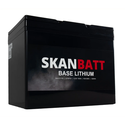 SKANBATT Base Lithium Small - 12V 100Ah 100A BMS - 260x169x211mm - 3 Års garanti