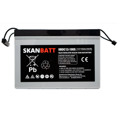 SKANBATT AGM Deep Cycle Batteri 12V 100AH (307x169x211mm) +venstre