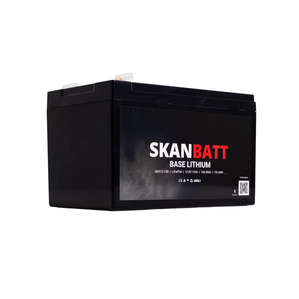 Produktbilde 5 av SKANBATT Base Lithium - 12V 12Ah 10A BMS - 151x98x96mm - Bluetooth - 3 Års garanti