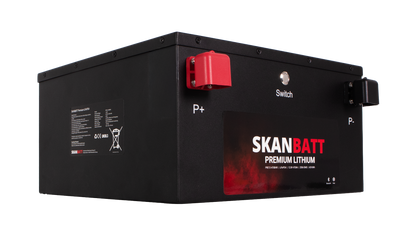 SKANBATT Premium Lithium - 12V 470Ah 200A BMS - 360x350x190mm - Bluetooth - Heat - 8 Års garanti - "Under setet" modell
