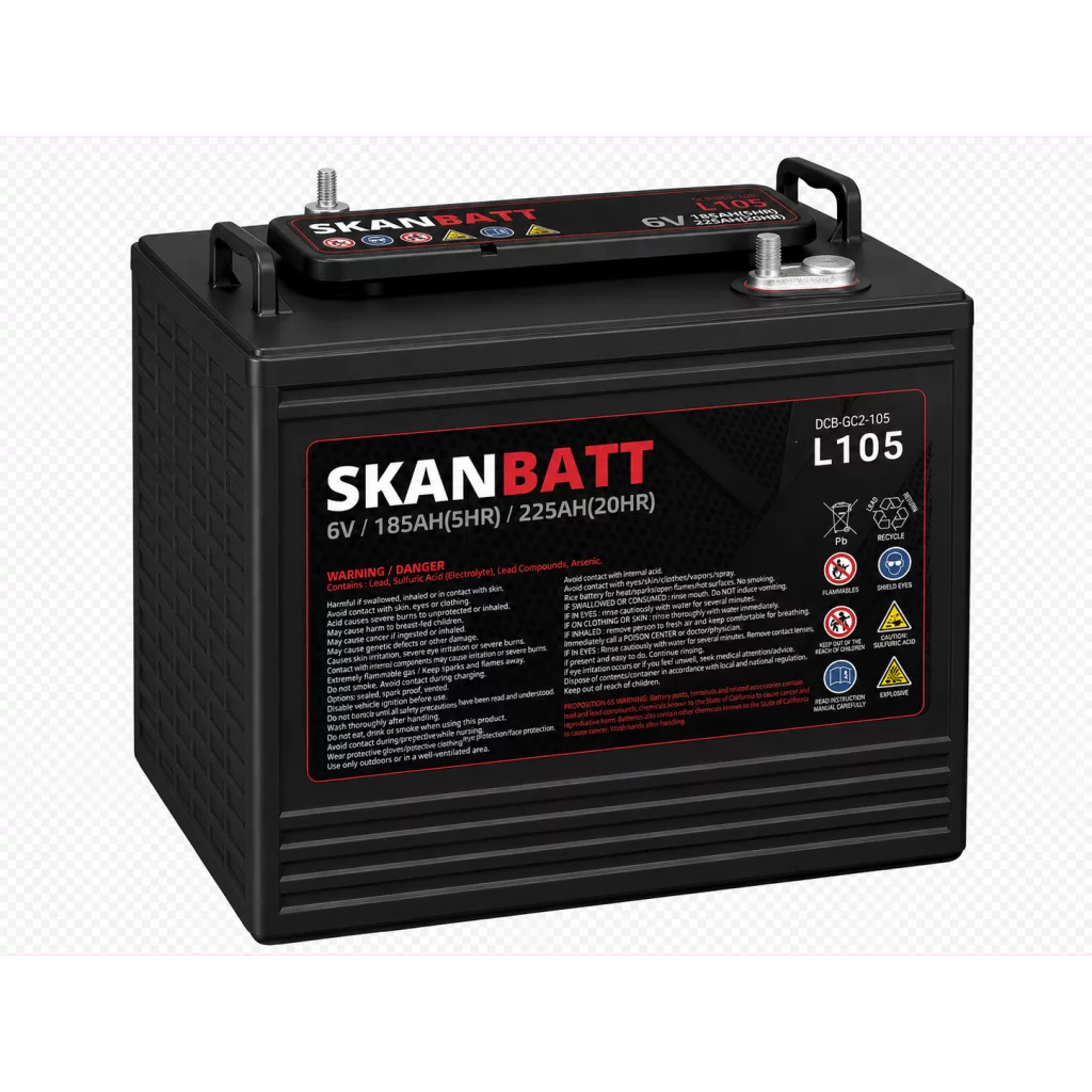 SKANBATT L105 Deep Cycle Batteri 6V 225Ah (264x181x276mm)