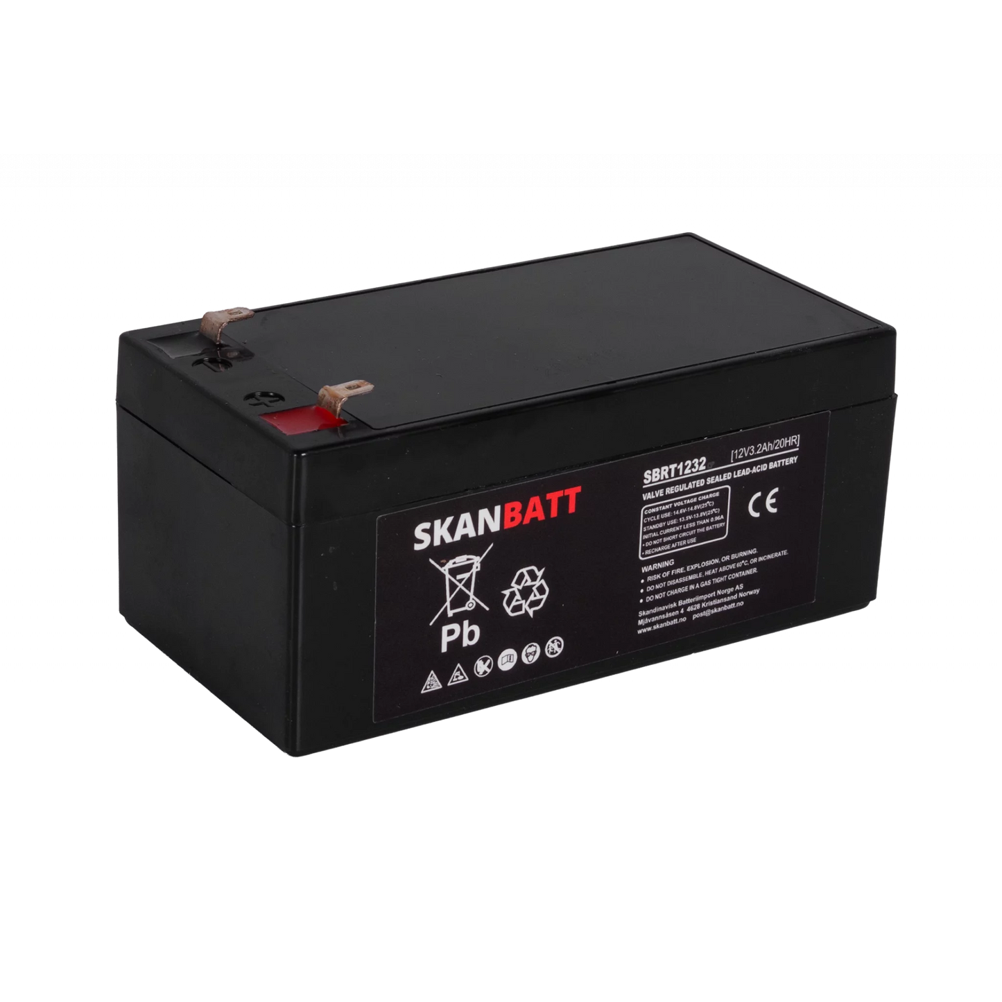 SKANBATT AGM Batteri 12V 3,2AH (134x67x61mm) F1