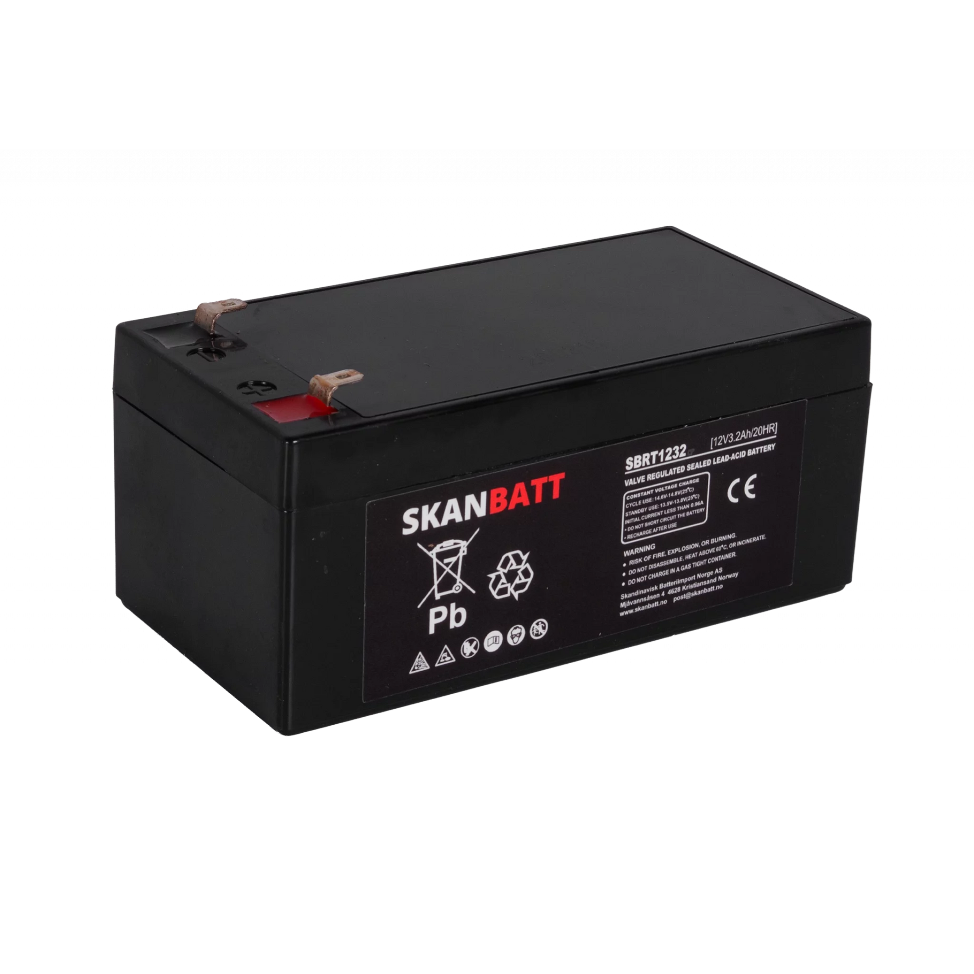 SKANBATT AGM Batteri 12V 3,2AH (134x67x61mm) F1