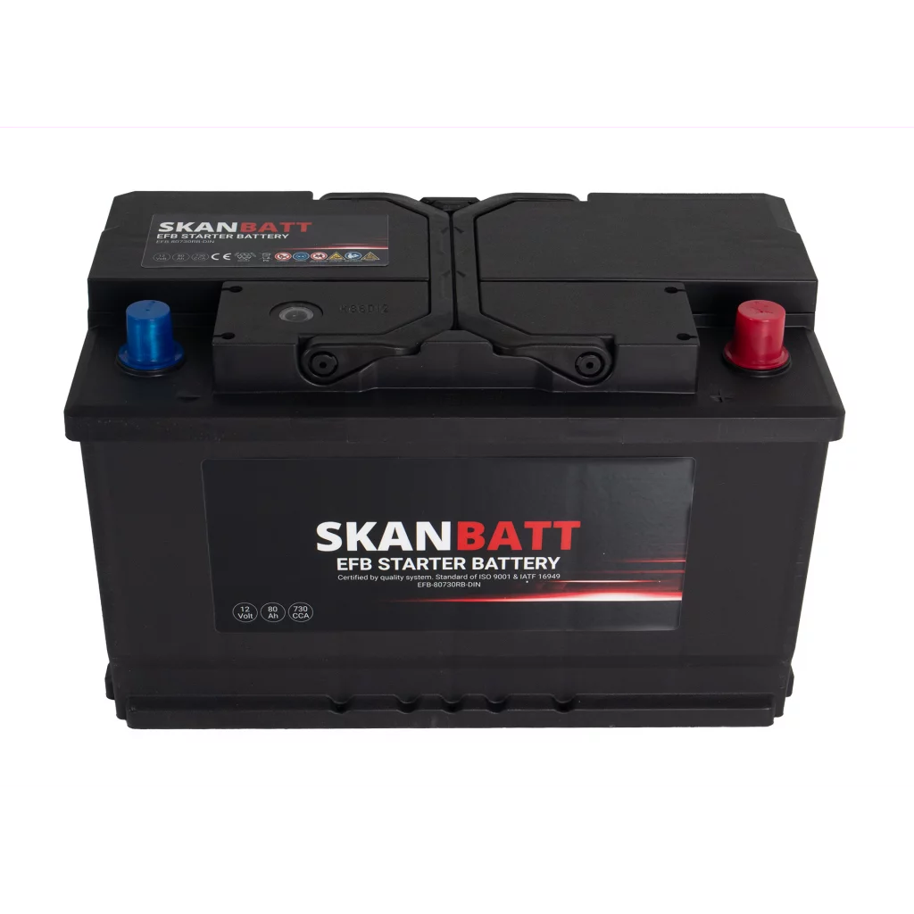 SKANBATT EFB Startbatteri 12V 80Ah 730CCA (315x175x190mm) +R