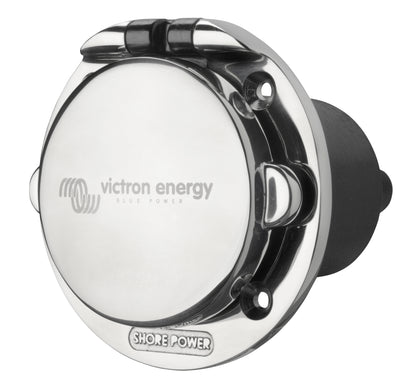 Victron Power Inlet 16A Stainless Steel With Cover shown in product view