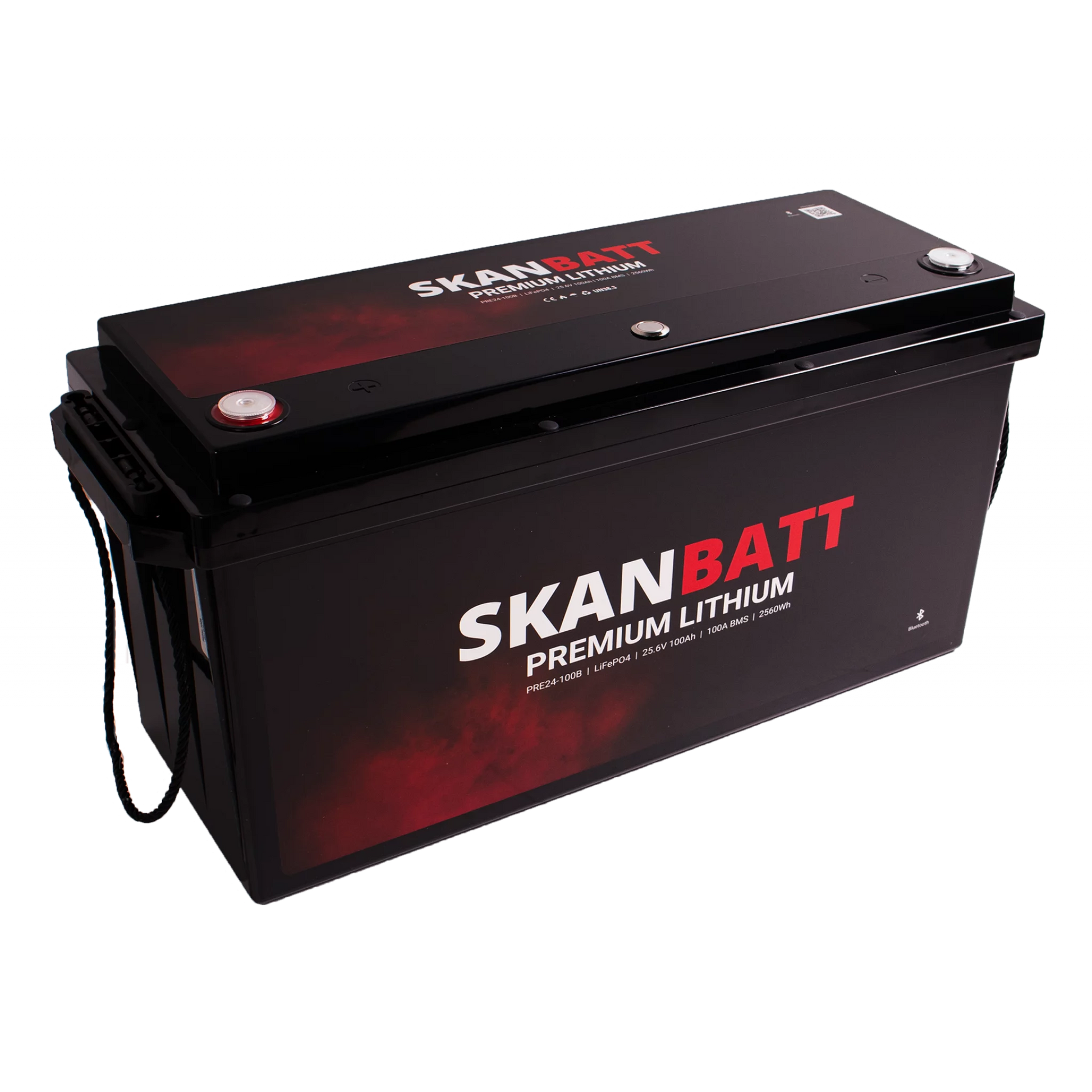SKANBATT Premium Lithium - 24V 100Ah 100A BMS - 502x186x242mm - Bluetooth - Heat - 8 Års garanti