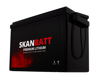 SKANBATT Premium Lithium - 12V 325Ah 200A BMS - 345x190x245mm - Bluetooth - Heat - 8 Års garanti
