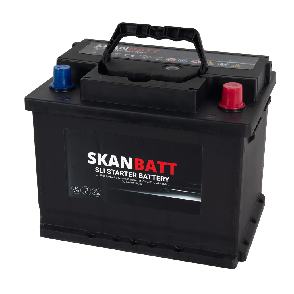 SKANBATT SLI Startbatteri 12V 62AH 480CCA (242x175x190mm) +R