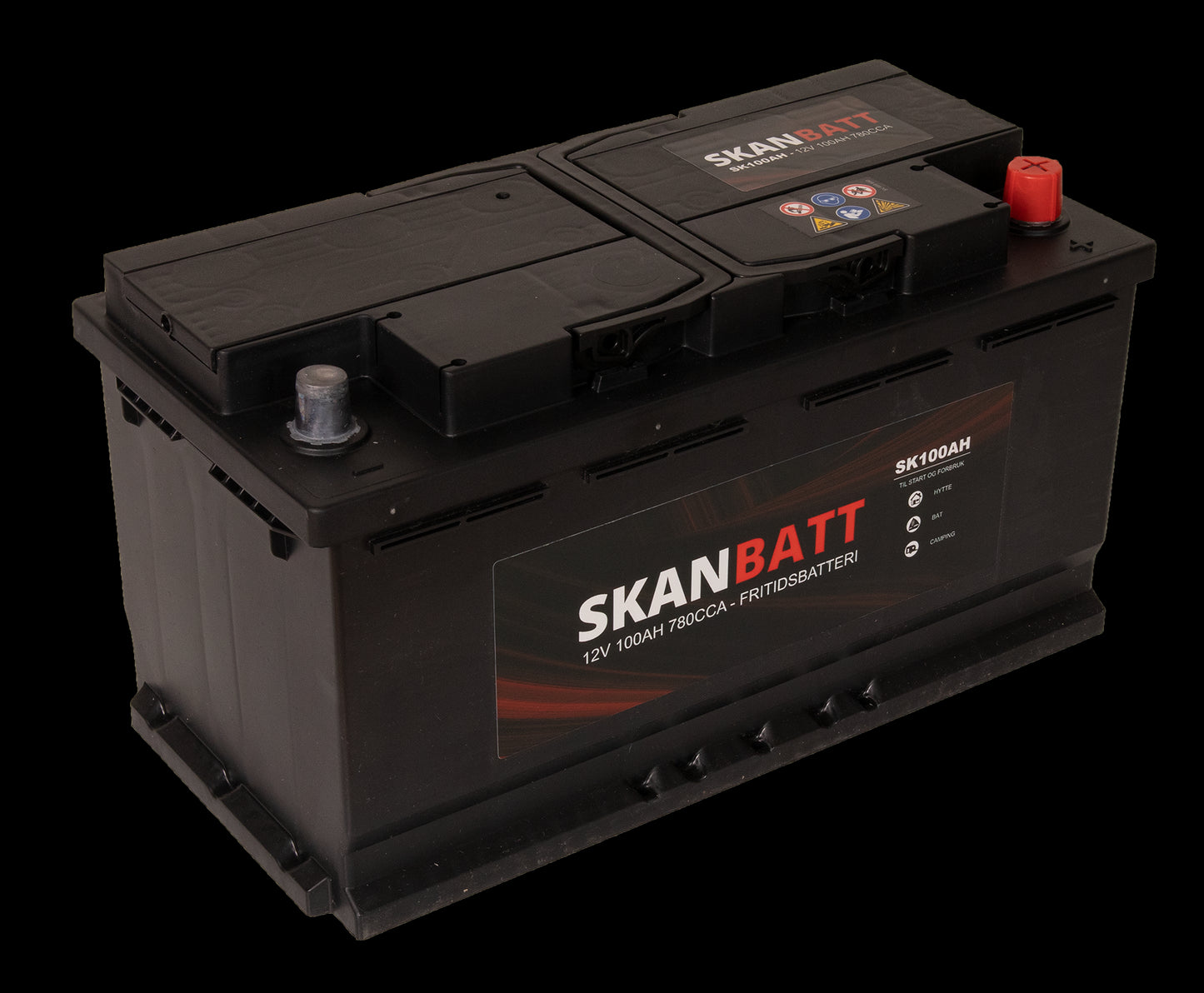 SKANBATT Fritidsbatteri 12V 100AH 780CCA (354x175x190/190mm) +høyre - Image 4
